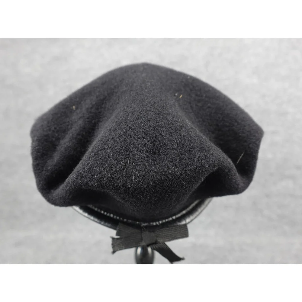 Military Surplus Wool Beret Unisex 7 3/8 Black Blue Star Flash Patch